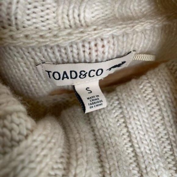 Toad&co Womens Audrey Pullover Sweater Beige Gray Long Sleeve Slit Turtleneck S - Picture 10 of 12